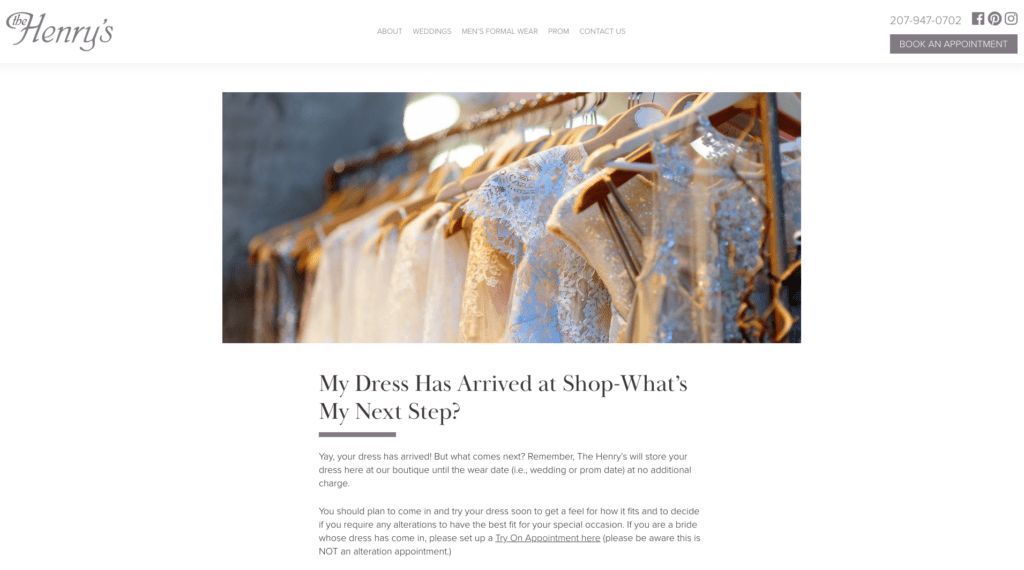 wedding shop website